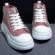 Lightweight High-top Lace Up Wedges Jogging Sneakers - Pink image