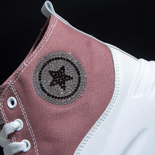 Lightweight High-top Lace Up Wedges Jogging Sneakers - Pink image