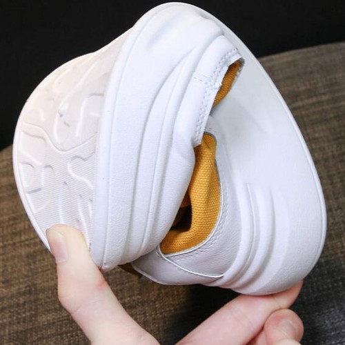 Lightweight High-top Lace Up Wedges Jogging Sneakers - Yellow image