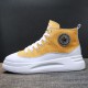 Lightweight High-top Lace Up Wedges Jogging Sneakers - Yellow image