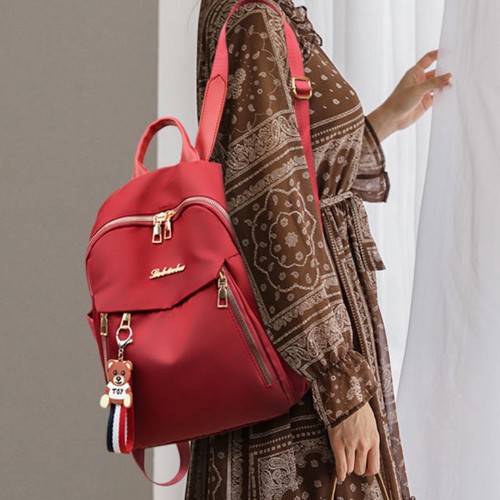  Shoulder Straps Micky Mouse Waterproof Women Travel Backpack - Red image