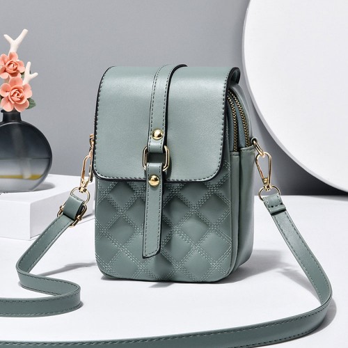 Embossed Mickey Mouse Flip Geometric Pattern Mini Shoulder Bag - Green image