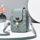 Embossed Mickey Mouse Flip Geometric Pattern Mini Shoulder Bag - Green image