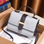 Perfect Contrast Zipper Pockets Crocodile Pattern Women Hand Bag - Light Blue