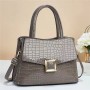 Double Hand Versatile Stone Pattern Zipper  Women Tote Handbag - Grey