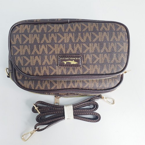 Tandy Diagonal Letter Printed Round Shoulder Bag - Chocolate image