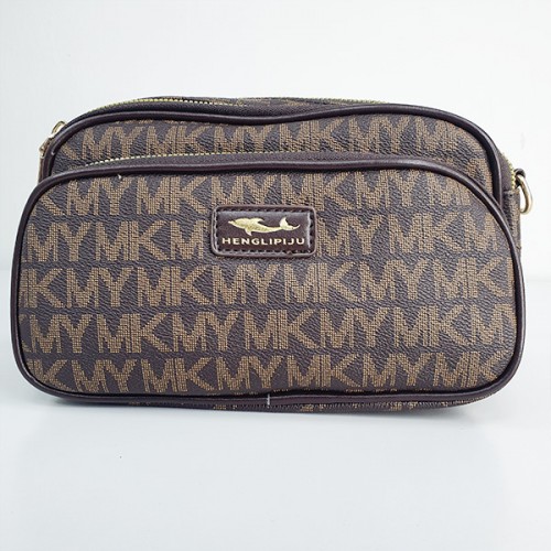 Tandy Diagonal Letter Printed Round Shoulder Bag - Chocolate image