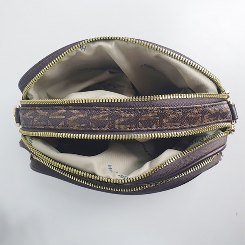 Tandy Diagonal Letter Printed Round Shoulder Bag - Chocolate image