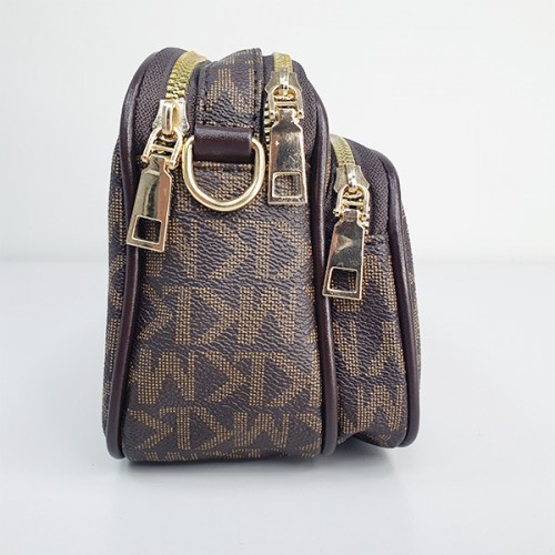 Tandy Diagonal Letter Printed Round Shoulder Bag - Chocolate image