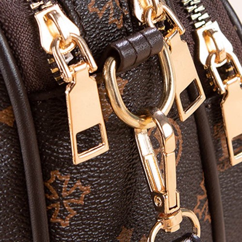 Trendy Floral Pattern Diagonal Round Shoulder Bag - Dark Brown image