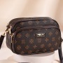 Trendy Floral Pattern Diagonal Round Shoulder Bag - Dark Brown