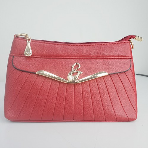 Wrinkle Embossed Beaded Cross-Border Women Shoulder Bag - Red image