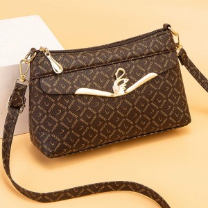 Alphabet Printed Beaded Cross-Border Women Shoulder Bag - Dark Brown