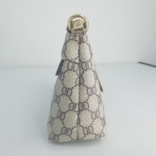 Geometric Pattern Beaded Zipper Pockets Women Shoulder Bag - Brown image