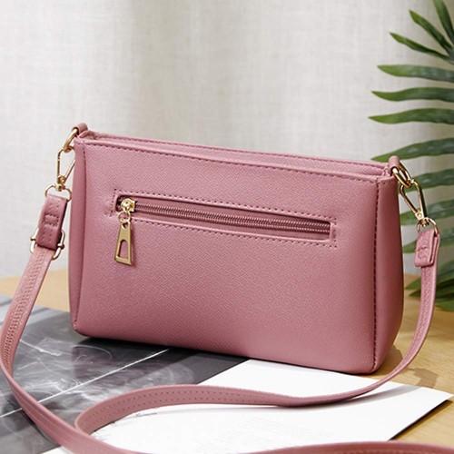 Trendy Adjustable Stripe Rhombic Small Square Messenger Bag - Pink image