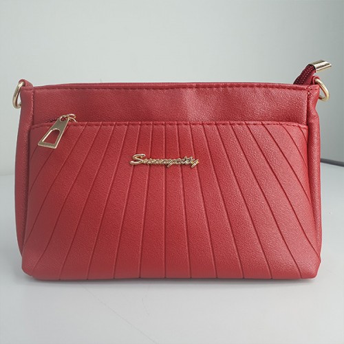 Trendy Adjustable Stripe Rhombic Small Square Messenger Bag - Red image
