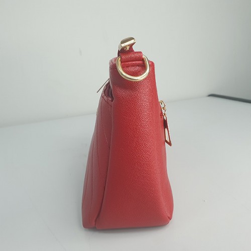 Trendy Adjustable Stripe Rhombic Small Square Messenger Bag - Red image