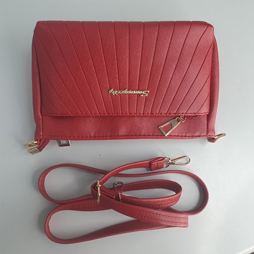 Trendy Adjustable Stripe Rhombic Small Square Messenger Bag - Red image