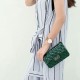 Embossed Chain Stripe Geometric Pattern Magnet Lock Shoulder Bag - Green image