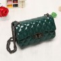 Embossed Chain Stripe Geometric Pattern Magnet Lock Shoulder Bag - Green