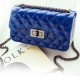 Embossed Chain Stripe Geometric Pattern Magnet Lock Shoulder Bag - Blue image