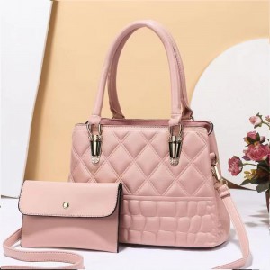 Embossed Geometric Pattern Two Piece Tote Handbag - Pink