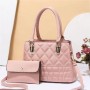 Embossed Geometric Pattern Two Piece Tote Handbag - Pink