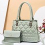 Embossed Geometric Pattern Two Piece Tote Handbag - Green
