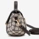 Lock Closure Round Floral Messenger Women Shoulder Bag - Light Brown image