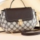 Lock Closure Round Floral Messenger Women Shoulder Bag - Light Brown image