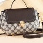 Lock Closure Round Floral Messenger Women Shoulder Bag - Light Brown