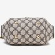 Lock Closure Round Floral Messenger Women Shoulder Bag - Light Brown image