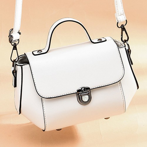 Stylish & Functional Removable Strip Round Shoulder Bag - White image