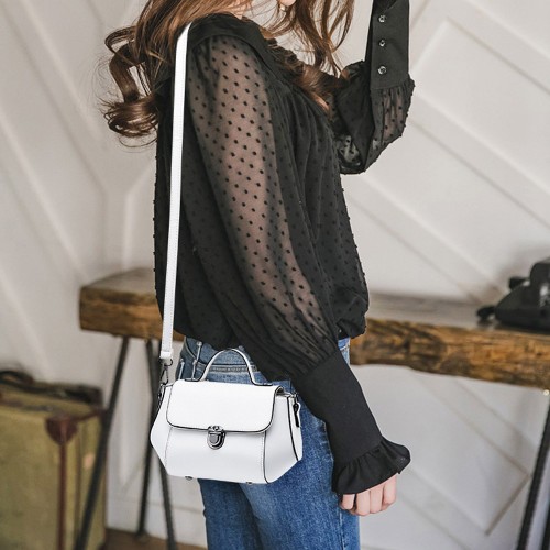 Stylish & Functional Removable Strip Round Shoulder Bag - White image
