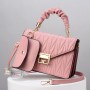 Two Piece Convenient Small Satchel Wrinkled Women Shoulder Bag - Pink