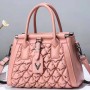 Embossed Folded Solid Color Wrinkle Women Tote Hand Bag - Pink