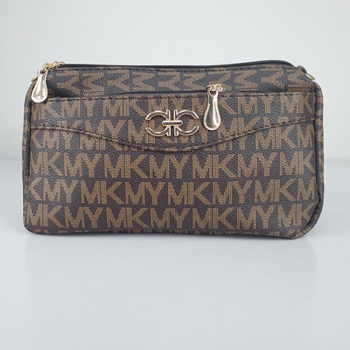 Urban Style Long Stripe Soft Zippers Closure Shoulder Bag - Chocolate image