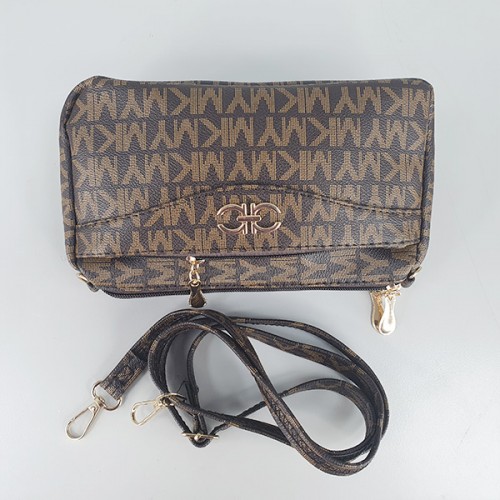 Urban Style Long Stripe Soft Zippers Closure Shoulder Bag - Chocolate image