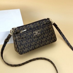 Urban Style Long Stripe Soft Zippers Closure Shoulder Bag - Chocolate