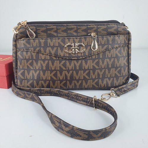 Urban Style Long Stripe Soft Zippers Closure Shoulder Bag - Chocolate image