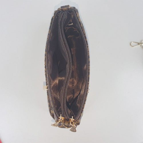 Urban Style Long Stripe Soft Zippers Closure Shoulder Bag - Chocolate image