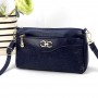 Korean Style Floral Zipper Diagonal Shoulder Bag - Blue
