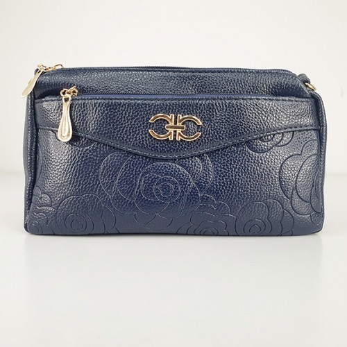 Korean Style Floral Zipper Diagonal Shoulder Bag - Blue image