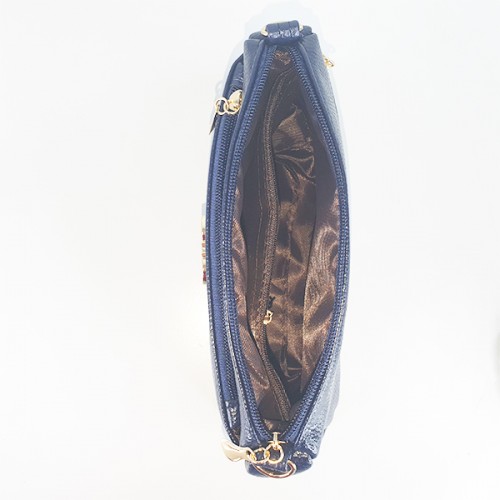 Korean Style Floral Zipper Diagonal Shoulder Bag - Blue image