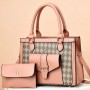 Trendy Two Piece Rhombus Square Women Tote Hand Bag - Pink