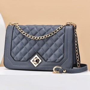 Elegant Rhombus Flip Lock Closure Women Shoulder Bag - Blue