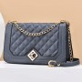 Elegant Rhombus Flip Lock Closure Women Shoulder Bag - Blue