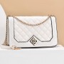 Elegant Rhombus Flip Lock Closure Women Shoulder Bag - White