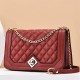 Elegant Rhombus Flip Lock Closure Women Shoulder Bag - Red image