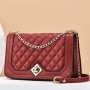 Elegant Rhombus Flip Lock Closure Women Shoulder Bag - Red